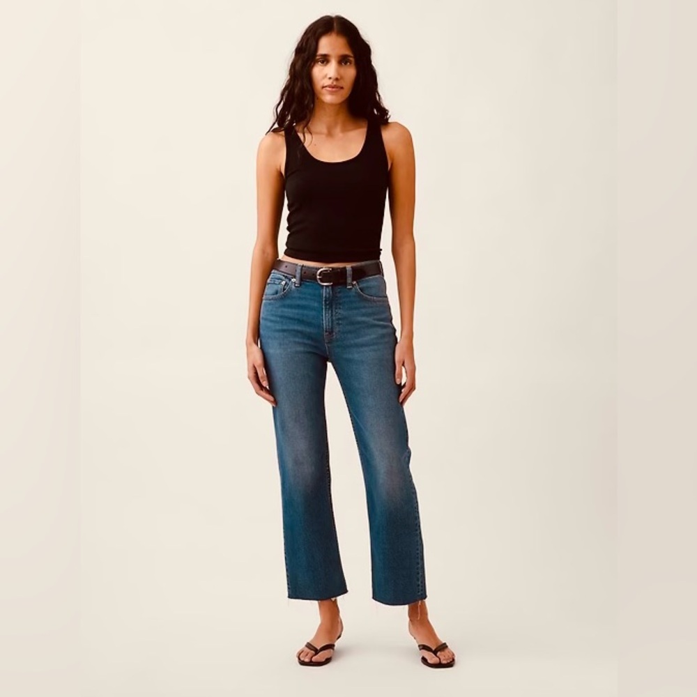 ANN TAYLOR LOFT SIZE14 SLIM CROPPED DENIM BOYFRIEND JEANS PANTS TROUSERS STRETCH